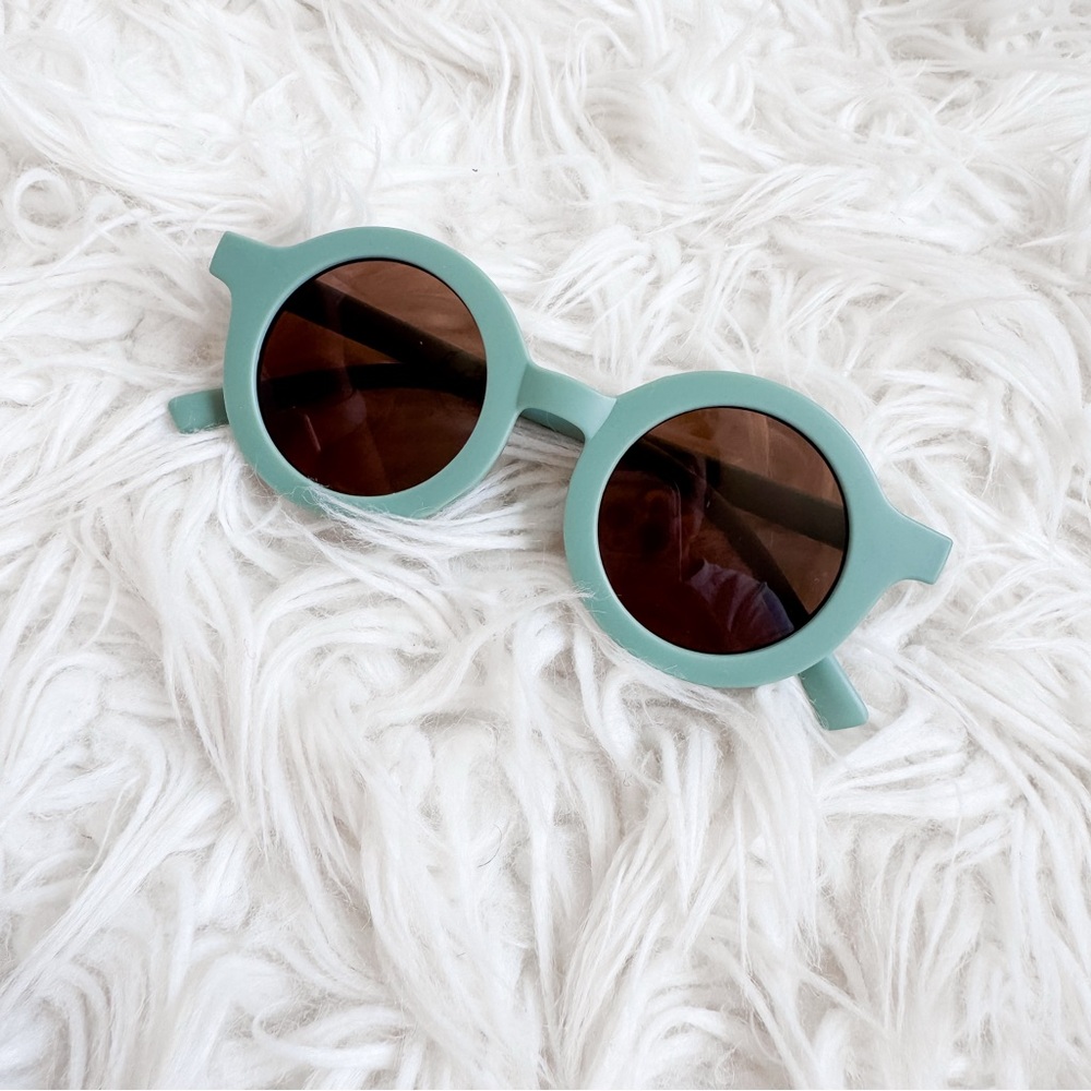 Baby Toddler Round Sage Green Sunglasses Brown Lenses